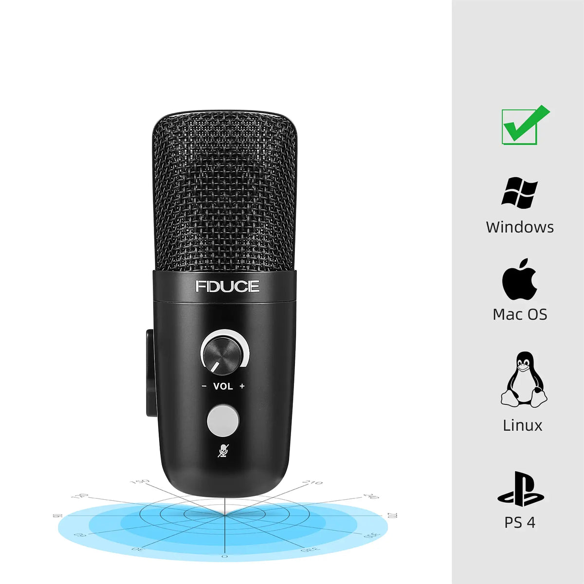 LNKOO USB Plug&Play Condenser Microphone, FDUCE Professional Studio PC Mic  with Tripod for Gaming, Streaming, Podcast, Chatting,  on Mac 