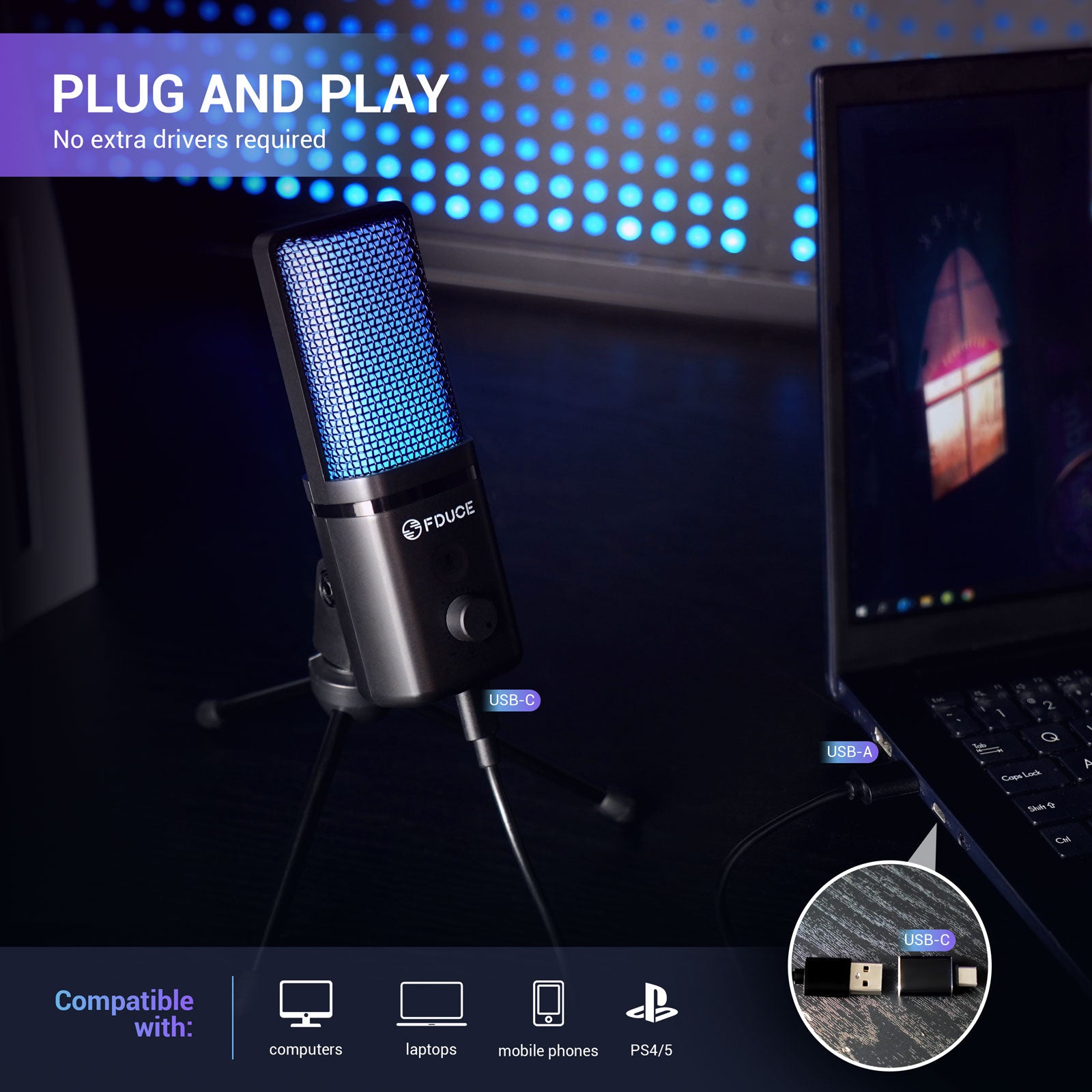 FDUCE Gaming USB Microphone（M160 RGB）