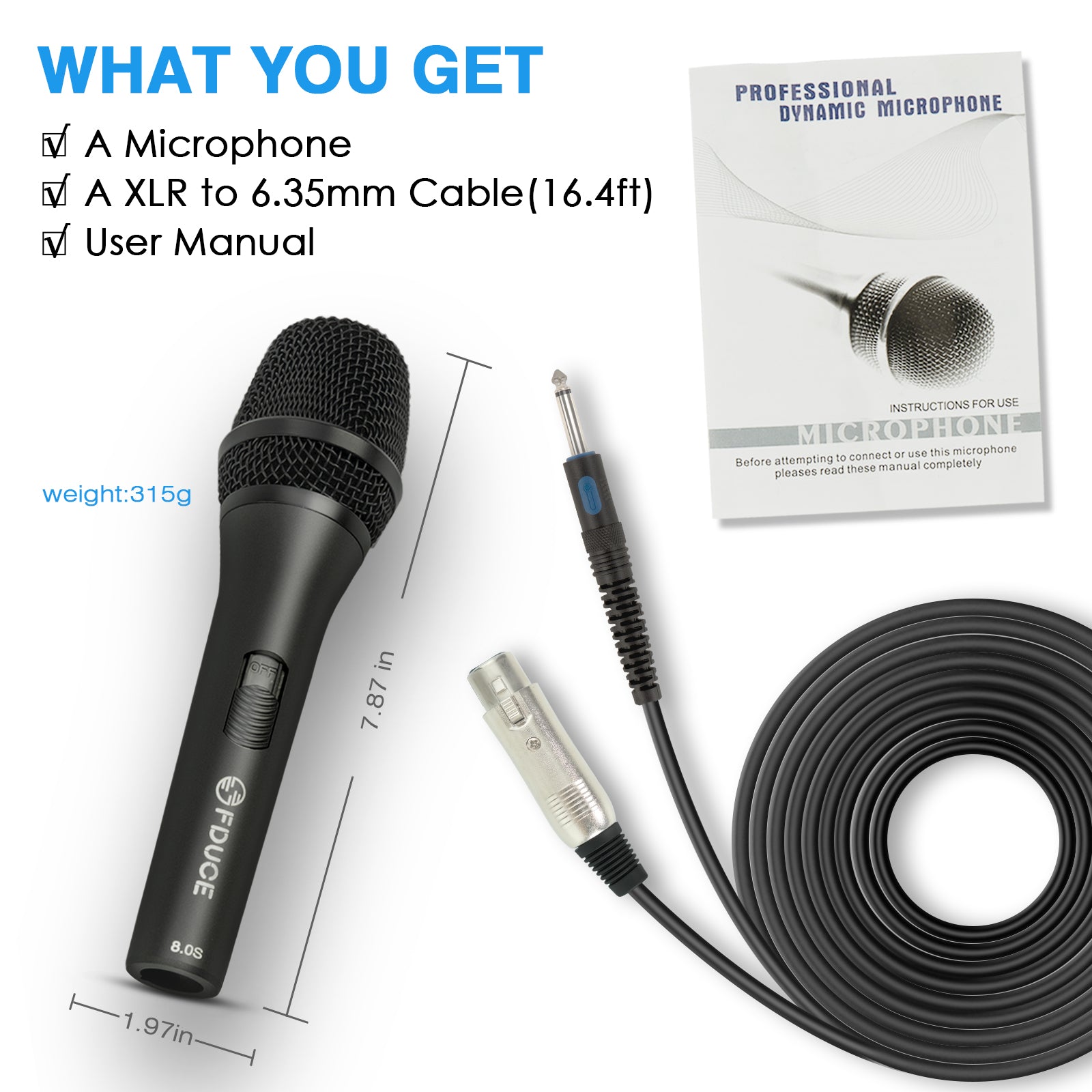FDUCE Dynamic Wired Microphone 8.0s